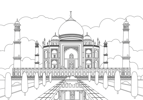 Taj Mahal From Sightseeing Coloring Page